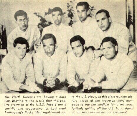 North Korean propaganda photograph of prisoners of the USS Pueblo, 1968
